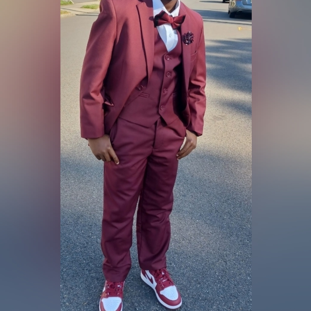 Elegant Burgundy Kid's Suit Set